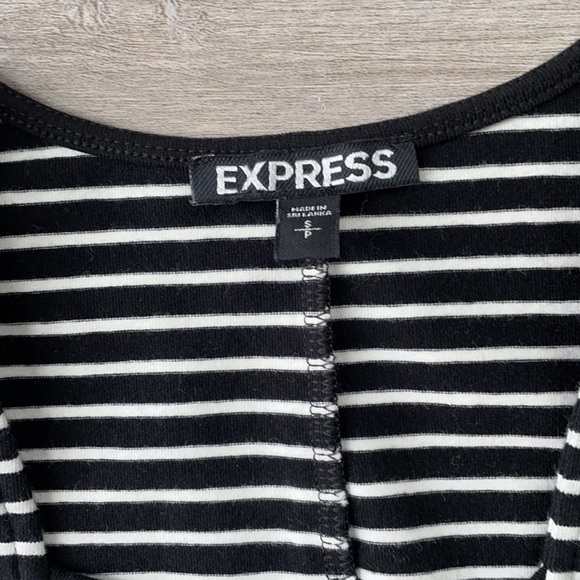 •Express• Plunging-Caged Neckline Stripe Mini Dress - Picture 5 of 6